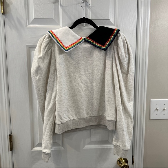 QUEEN OF SPARKLES Black and White Sweatshirt with Rainbow Trim - Picture 7 of 8